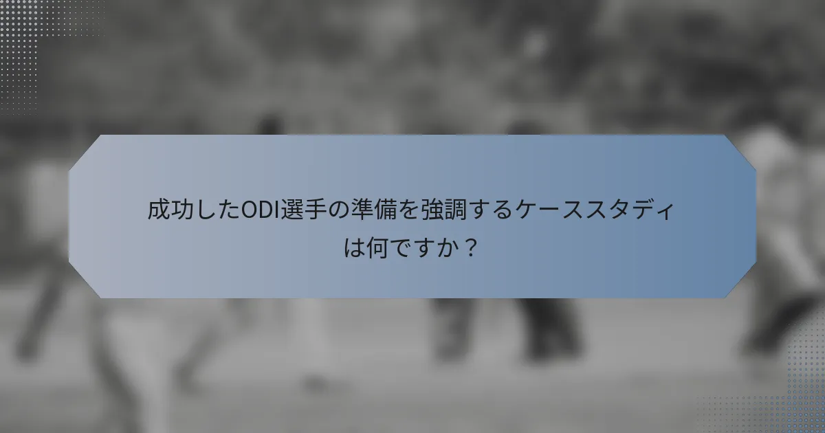 成功したODI選手の準備を強調するケーススタディは何ですか？