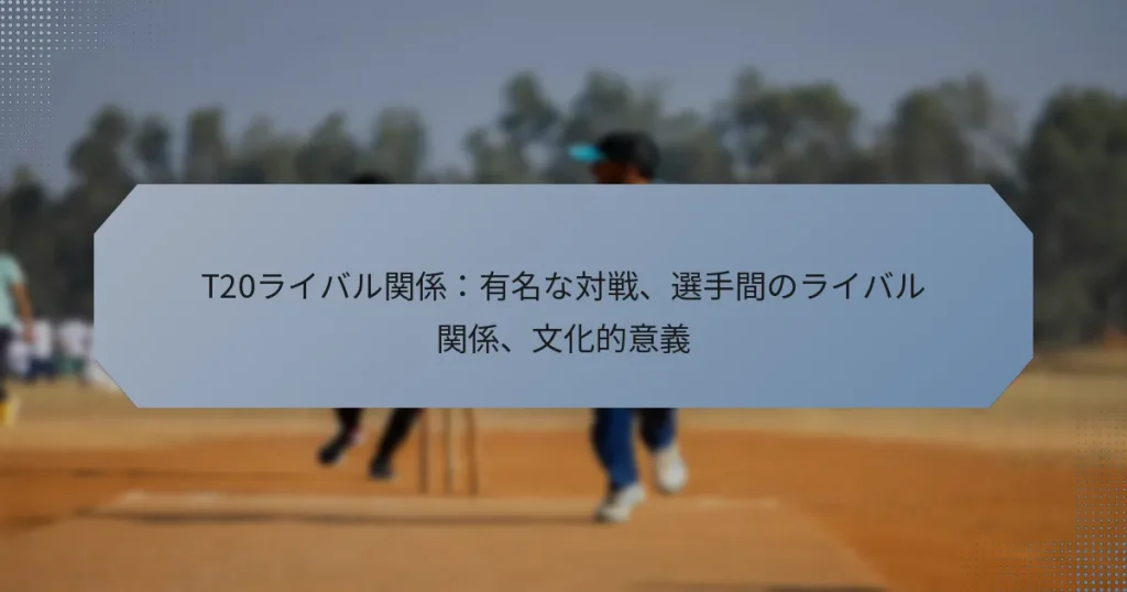 T20ライバル関係：有名な対戦、選手間のライバル関係、文化的意義