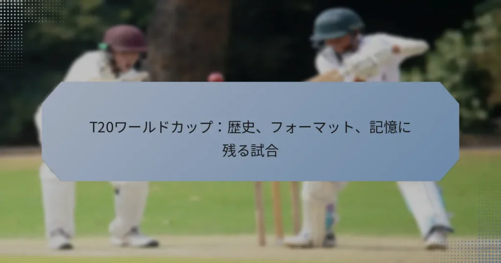 T20ワールドカップ：歴史、フォーマット、記憶に残る試合
