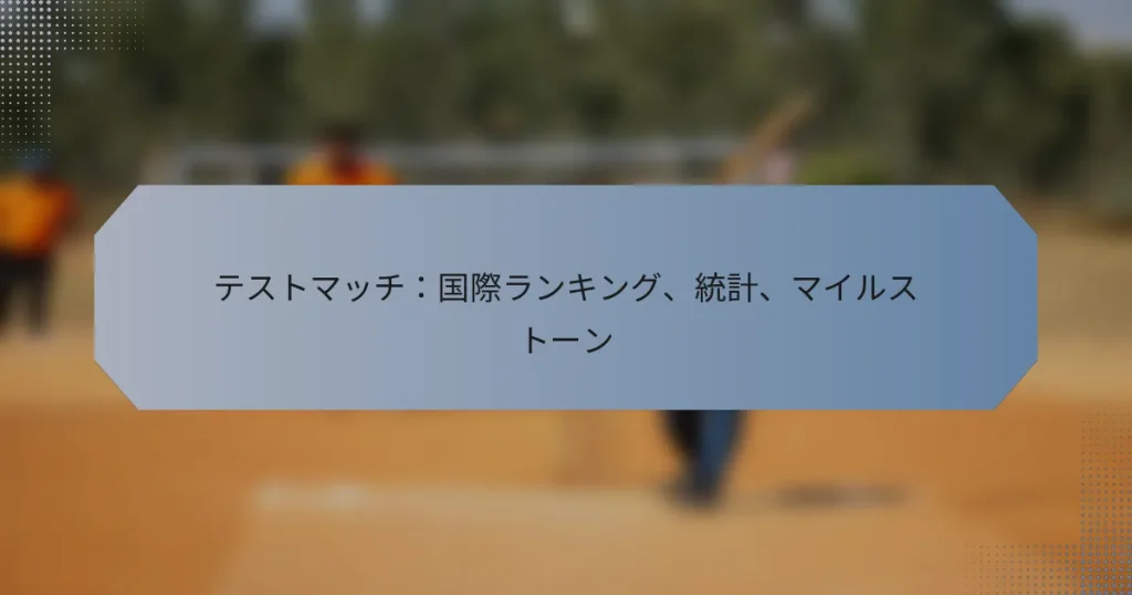 テストマッチ：国際ランキング、統計、マイルストーン