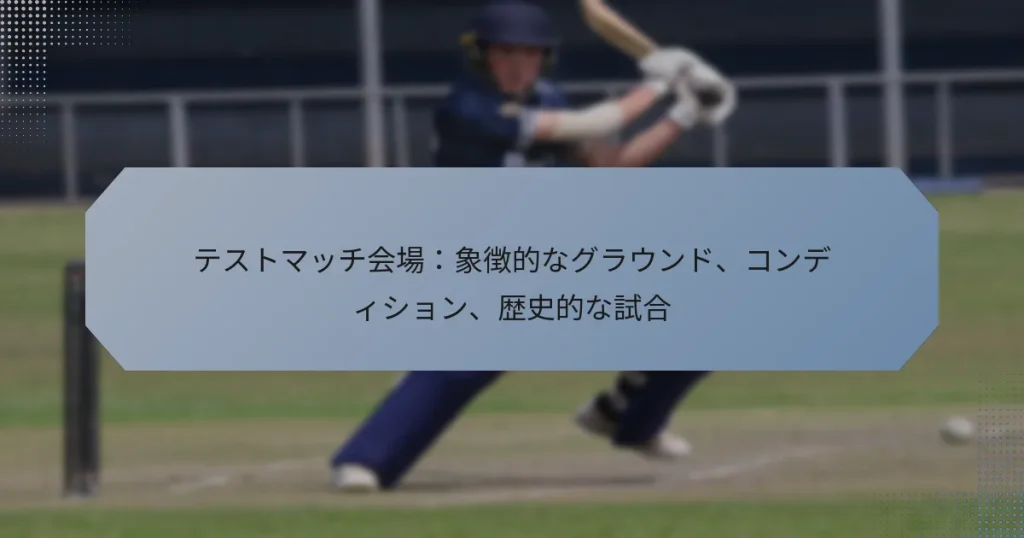 テストマッチ会場：象徴的なグラウンド、コンディション、歴史的な試合