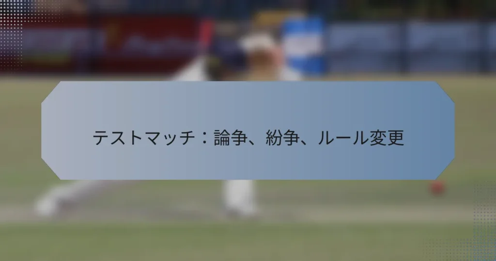 テストマッチ：論争、紛争、ルール変更