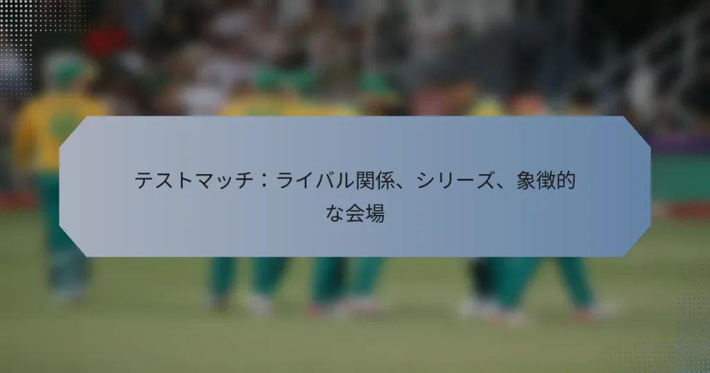 テストマッチ：ライバル関係、シリーズ、象徴的な会場