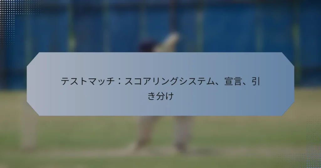 テストマッチ：スコアリングシステム、宣言、引き分け