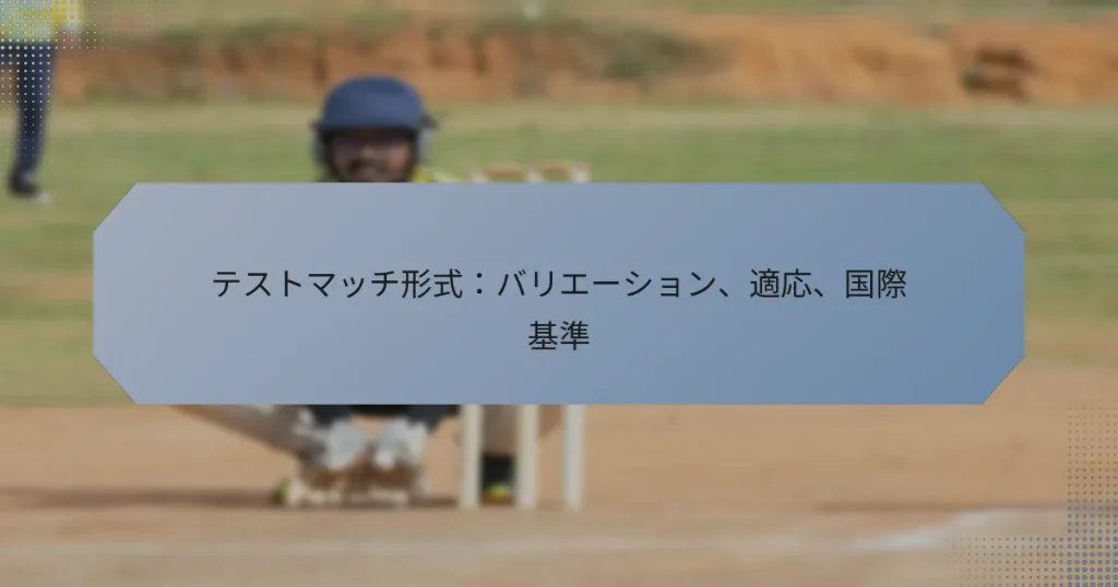 テストマッチ形式：バリエーション、適応、国際基準