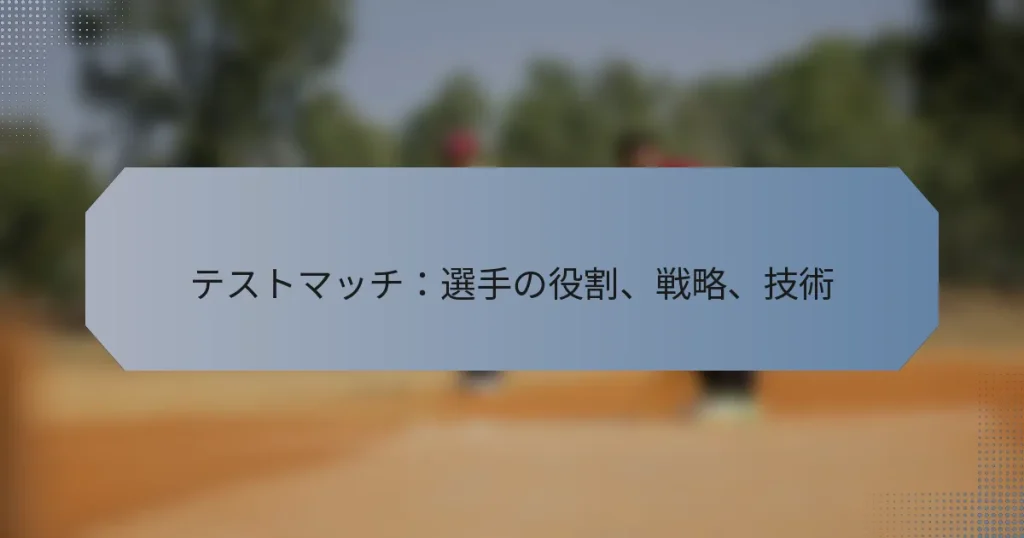 テストマッチ：選手の役割、戦略、技術