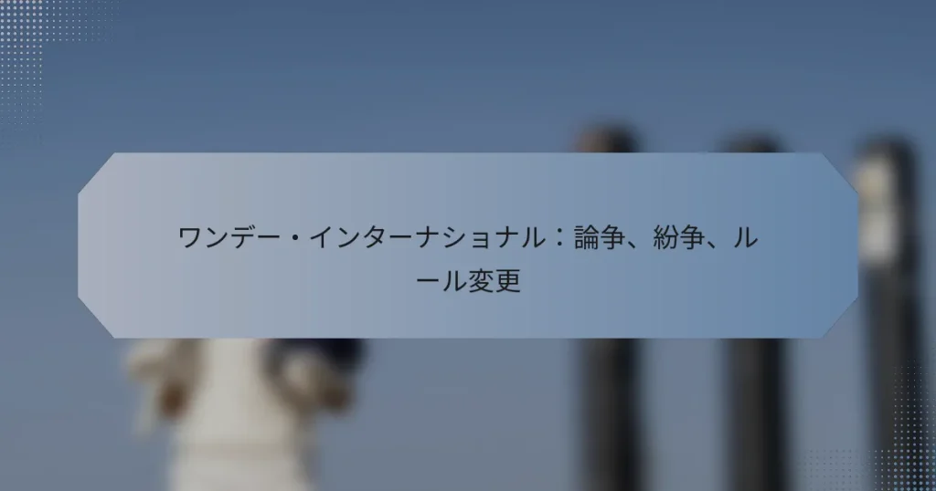 ワンデー・インターナショナル：論争、紛争、ルール変更