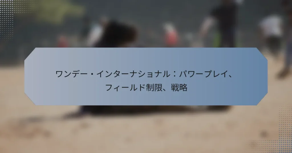 ワンデー・インターナショナル：パワープレイ、フィールド制限、戦略