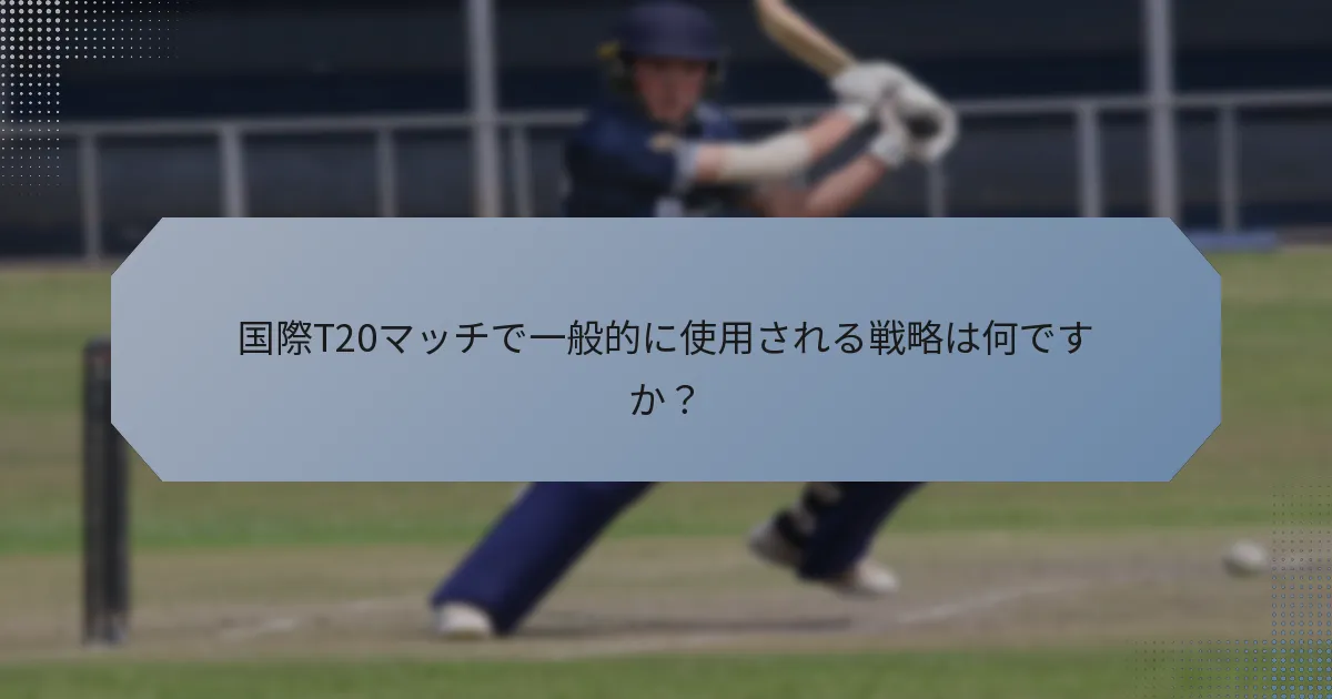 国際T20マッチで一般的に使用される戦略は何ですか？