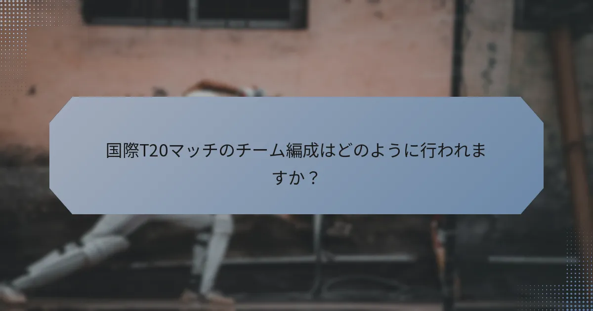 国際T20マッチのチーム編成はどのように行われますか？