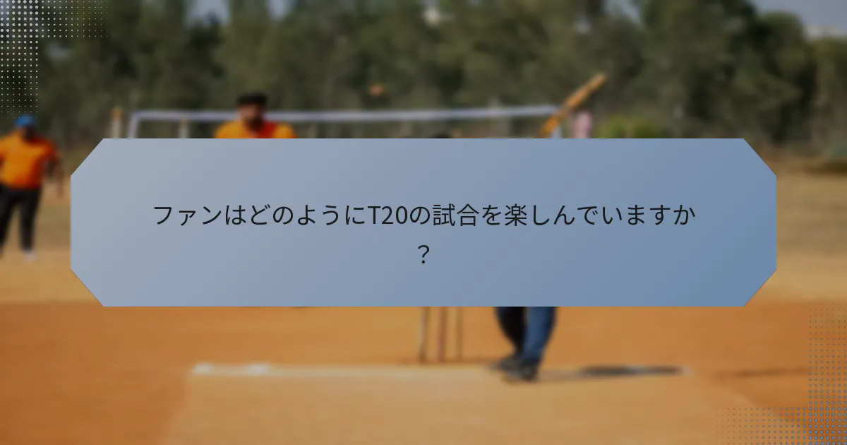 ファンはどのようにT20の試合を楽しんでいますか?