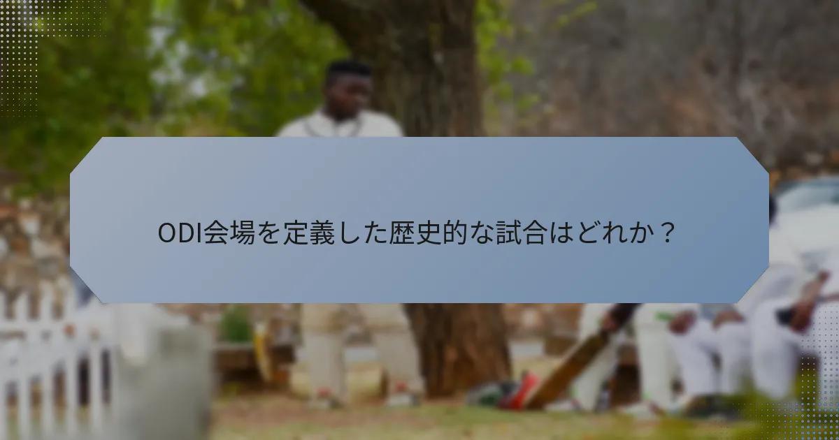 ODI会場を定義した歴史的な試合はどれか？