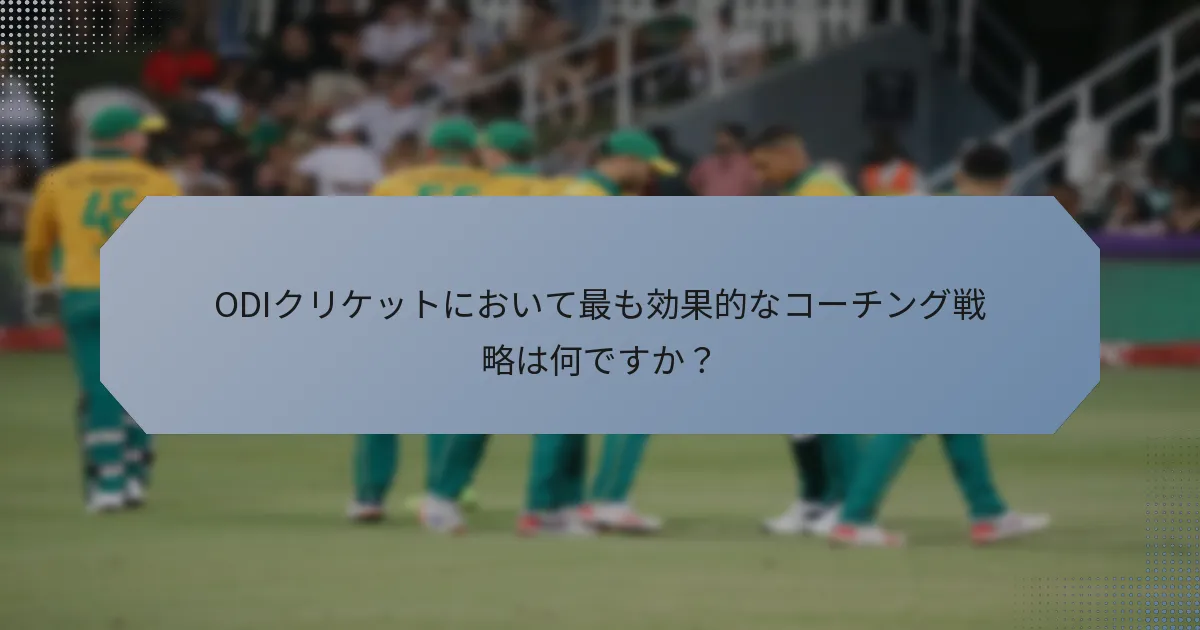 ODIクリケットにおいて最も効果的なコーチング戦略は何ですか？