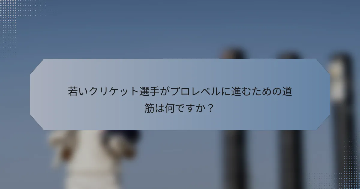 若いクリケット選手がプロレベルに進むための道筋は何ですか？