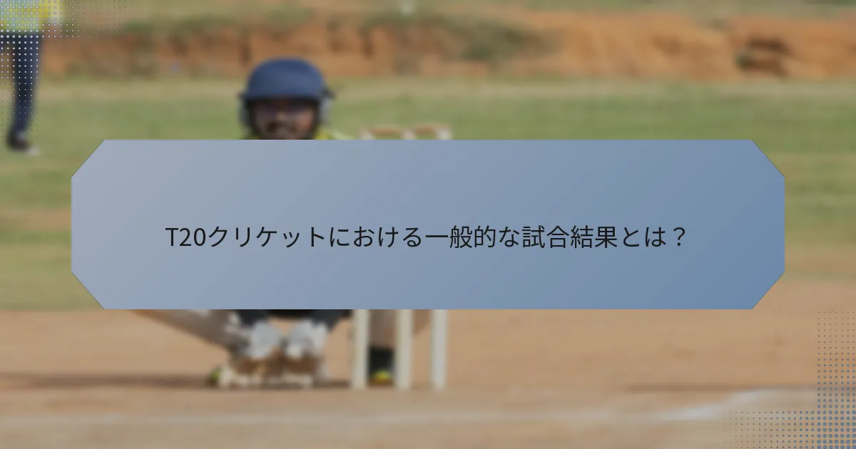 T20クリケットにおける一般的な試合結果とは？