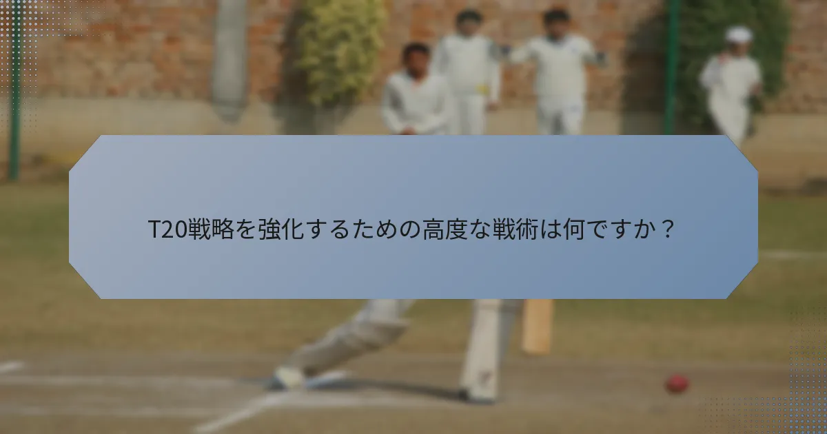 T20戦略を強化するための高度な戦術は何ですか？