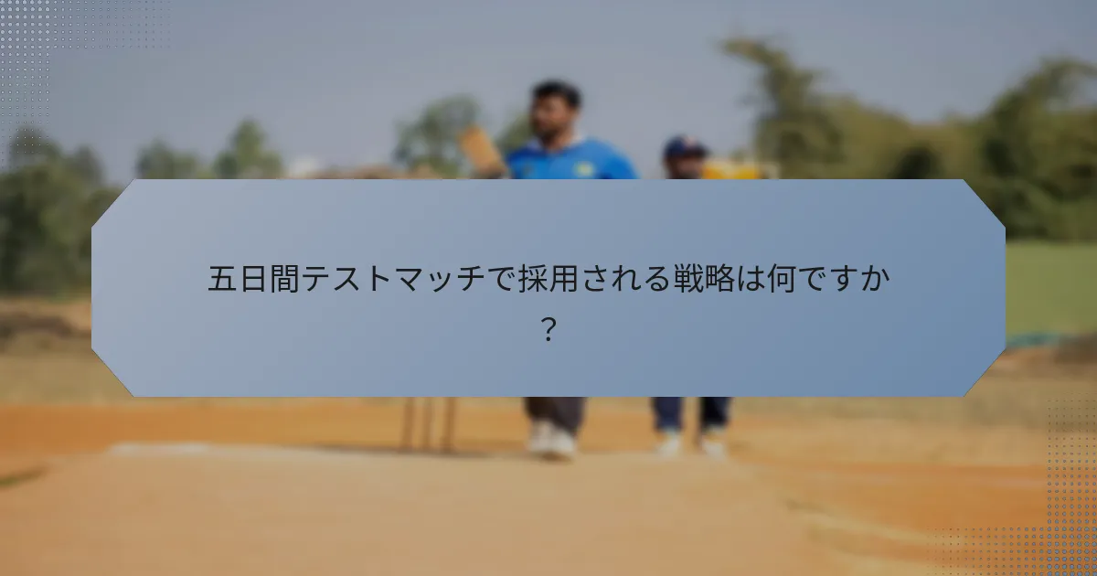 五日間テストマッチで採用される戦略は何ですか？
